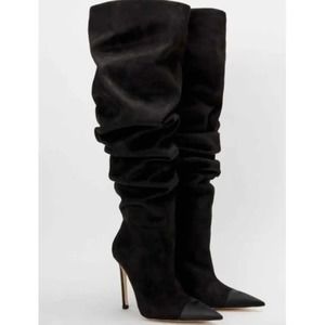 Good American The Weekend Slouchy Over The Knee Boots In Black Size 13 New